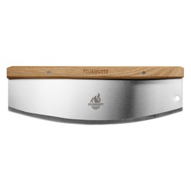 Feuergott Pizzaschneider Edelstahlklinge Griff aus Eschenholz Profi Pizzamesser mit 35 cm Klingenlänge rostfrei für Pizza, Flammkuchen und mehr