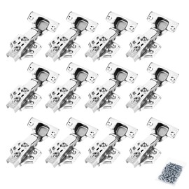 FitRepa Cabinet Hinges, 12 Pack Kitchen Cupboard Hinges Overlay Mute Door Hinge - Stop at 45°-105°, Self Closing, with 48 Screws, for Bathroom Bedroom Dining Room