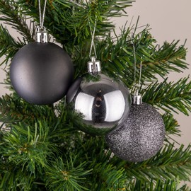 60mm/6Pcs Christmas Baubles Shatterproof Dark Grey, Christmas Tree Decorations Ball Ornaments Balls Xmas Hanging Decorations Holiday Decor - Shiny,Matte,Glitter