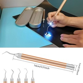 5Pcs Vinyl Weeding Tools Set with LED Light Vinyl Lighted Weeding Pen Tools Straight Weeder Portable Weeding Hook Pin Basic Tool Set for Crafting Silhouettes Cameos DIY