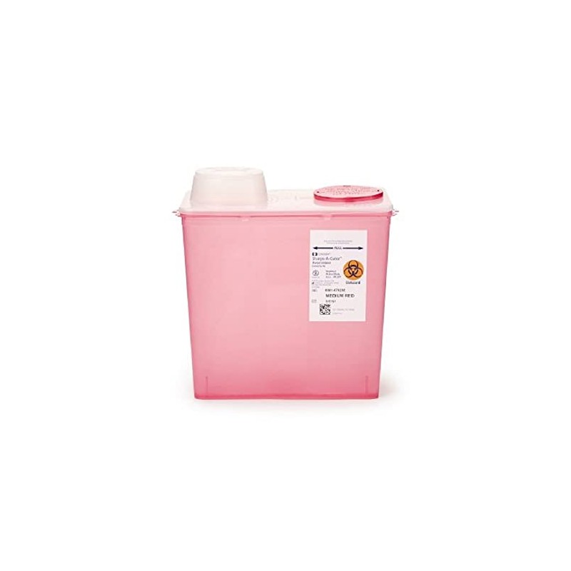 Monoject Medium 8 Qt. Sharps Disposal Container, Chimney-Top, Red -
