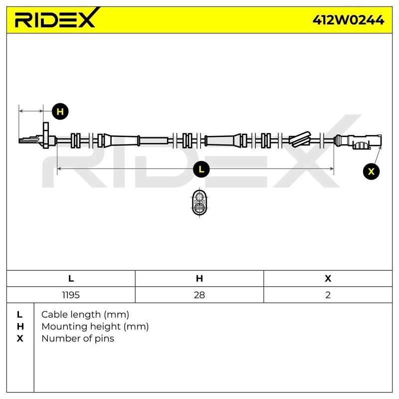 RIDEX 412W0244 Sensor, Wheel Speed Sensor, Wheel Speed Sensor, Ep