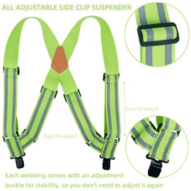 KUNN Safety Suspenders Reflective Mens Side-Clips Suspender 2 Inch Trucker Style Hi Vis Work Suspenders