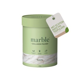 marble® Collagen Powder with Matcha 500 g - Matcha Set with Real Matcha Powder - Amino Acids Complex High Dose - Collagen Powder in Cardboard Box without Plastic Spoon - 100% Natural & Sugar-Free