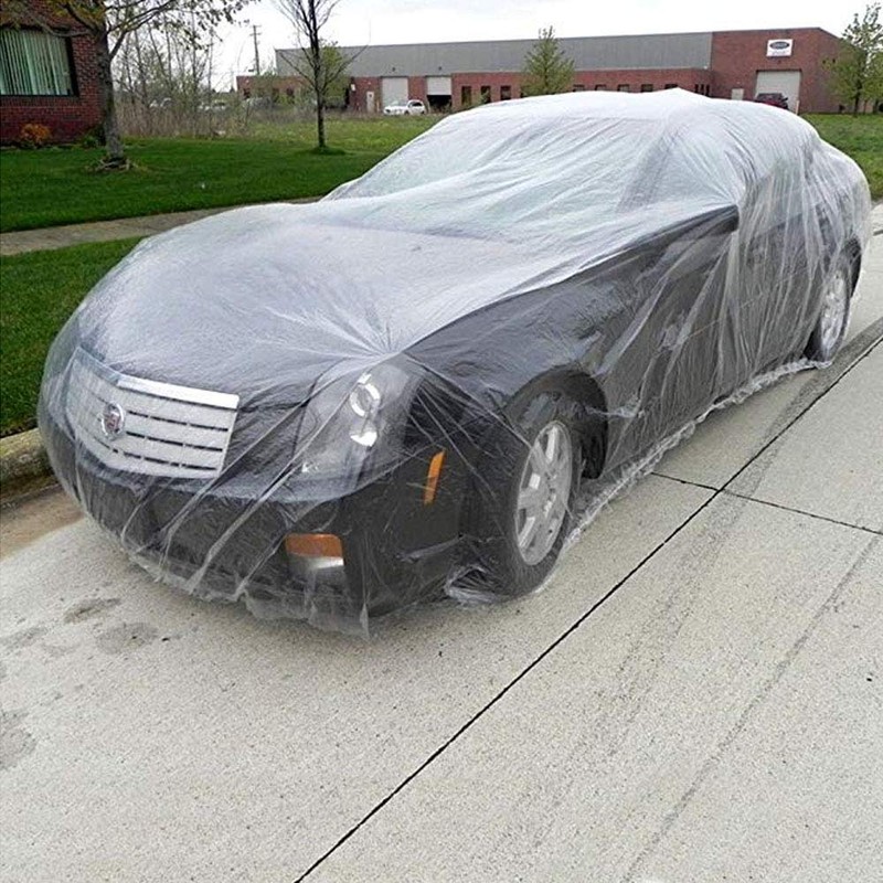 Etopars Clear Plastic Disposable Universal Elastic Band Car Covers Rain