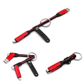 PONICOR Short USB C Multi Charging Cable, PD 60W 3A Fast Charging Keychain USB C Cable for Travel, Universal Charging Cable for Cell Phones and More (Red)