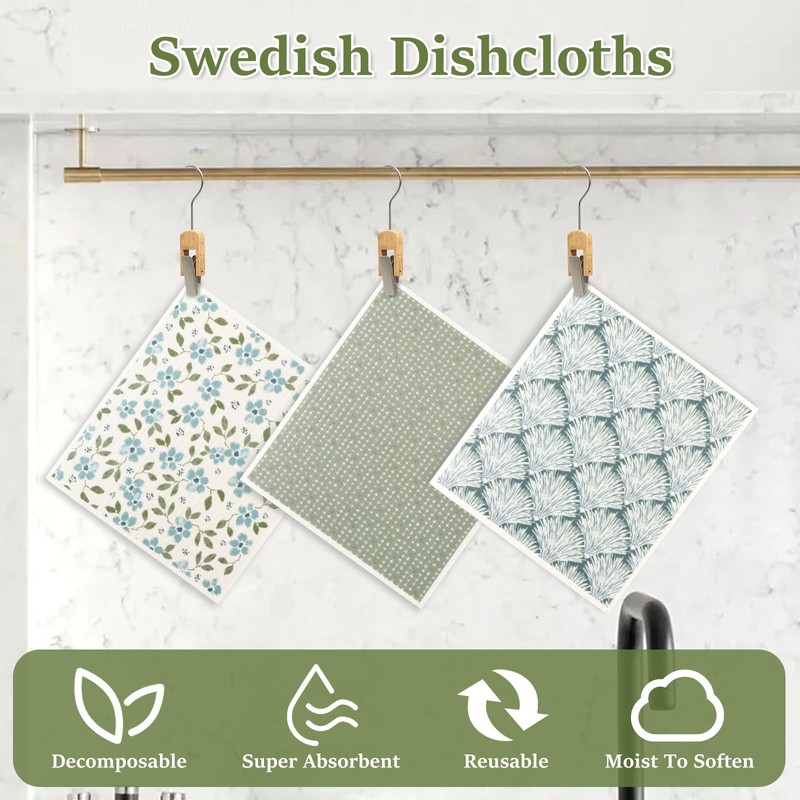 Eummy 6PCS Swedish Dishcloths Reusable Kitchen Dish Towels Absorbent and
