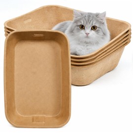 Tessco for you 5 Pack Disposable Cat Litter Box Large, 3.5mm Thick, Sturdy Leak Resistant, 16'' x 11.2'' x 3.7'' Tray, No Scrubbing, Odor Control, for Travel/Indoor Use Standalone or As Liner