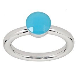 La Luna Design Women's Ring Rhodium-Plated 925 Sterling Silver Turquoise Agate Turquoise Agate, Genuine hallmarked 925 sterling silver, Agate