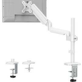 ErgoFocus Single Monitor Mount fits 13-32" Computer Screen, Heavy Duty Single Desk Mount Hold up to 19.8lbs, Height Adjustable Full Motion Gas Spring Monitor Arm, VESA Mount,White