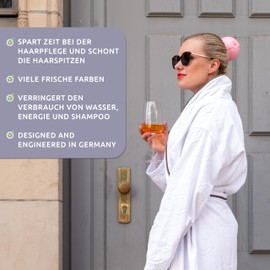 DryBun - Protects your hair (BASIL SMASH): Sustainable shower cap for medium/long hair, saves time, protects against split ends and hair breakage, recyclable, quick hair drying - women/men