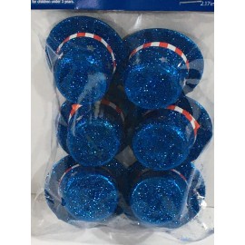 BROTHER SISTER DESIGNS 2" RED WHITE BLUE GLITTER PATRIOTIC JULY 4TH UNCLE SAM HATS 6 PACK FREE SHIP