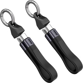 EndlesShine Keychain USB C Cable 4.0, Short 240W PD Fast Charging Cord, 40Gbps Data Transfer, 8K 60Hz Video Display, Thunderbolt 4 for MacBook Android Auto External SSD Type C Devices(Black 2 Pack)