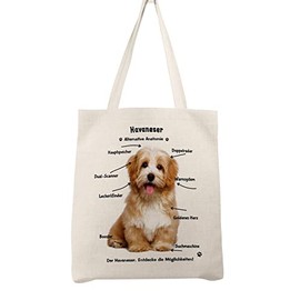 Merchandise for Fans Shopping Bag Polyester / Polylinen with Alternative Anatomy Havanese 01 Motif, ecru, shoulder bag