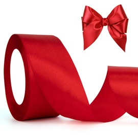Red Ribbon For Gift Wrapping Satin Ribbon 1 1/2 Inch Hair Ribbon Ribbons For Crafting Silk Ribbon Hair Ribbons For Women Silk Ribbon Red Satin Fabric Ribbon