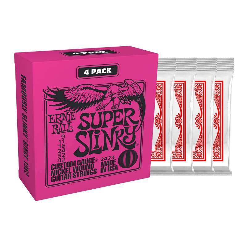 Ernie Ball Super Slinky Nickel Wound Electric Guitar Strings (Pack