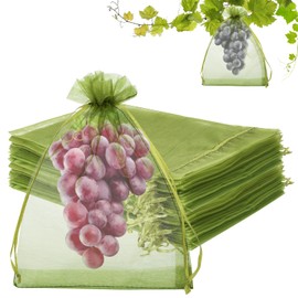 100 Pcs Fruit Protection Netted Bags, 8x12in Mesh Covers for Trees, Green Guards for Grapes & Mango Fruit Trees