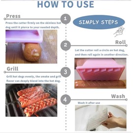 HERCHR Hot Dog Slicer, Hot Dog Slicing Tool Hotdog Cutter Blades Hot Accessories for Camping and Backyard Outdoor(Blue)