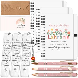 Sinmoe Thank You Gifts Leaving Gift for Teacher Educator Includes 3 Spiral Notebooks in A6 Format 3 Bookmarks 3 Rose Gold Ballpoint Pens 3 Folding Cards 3 Envelopes for Graduation Party
