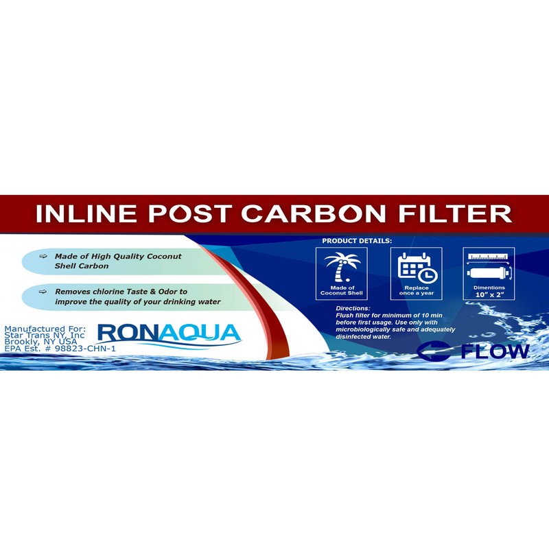 T33 Inline Coconut Grade Activated Carbon Pre/Post Membrane Filter for