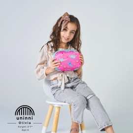 uninni Pencil Case Large Capacity Water-Resistant Polyester Removeable Dividers Organize School Supplies Colorful Designs Great for Kids, Back to School (Rainbow Dino)