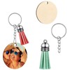 CECOMBINE 96 Pcs Blank Wooden Keychains, Wooden Keyrings Circles Set