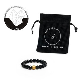 BERGERLIN Genuine Natural Stone Ring with Gold Pearl – Ring for Men and Women – Certification of Authenticity, Natural stone, natural stone