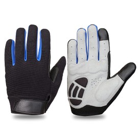 UAF Sports - Cycling Gloves Full Finger Mountain Bike Gloves, Anti Slip Shock Absorbing Pad, Breathable, Touchscreen, MTB Road Biking Gloves for Men Women Camping, Cycling, Running, (Black Grey, L)