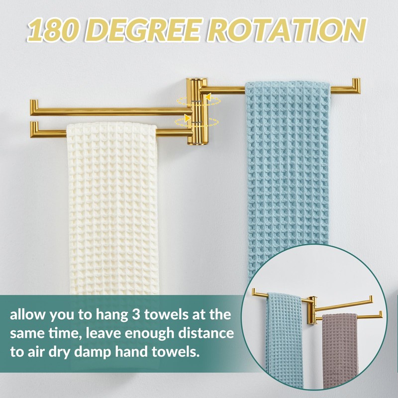 APLusee Swivel Towel Rack for Bathroom Door Wall Mounted, Swivel