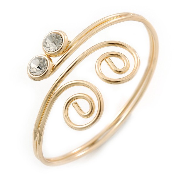 Avalaya Small Swirls Crystal Upper Arm Bracelet/Gold Plated/Adjustable