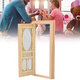 Dollhouse Miniature Door, 1:12 Wooden Mini Dollhouse Wooden Hollow Door Model Wooden Door Dollhouse Furniture Ornament for Dolls