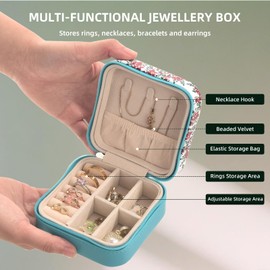 shunmei Mini Travel Jewelry Box,Portable Small Travel Jewelry Organizer Case,Display Storage Holder Boxes for Girls Womens Earring, Necklace, Rings,Bracelets (Six Cats)