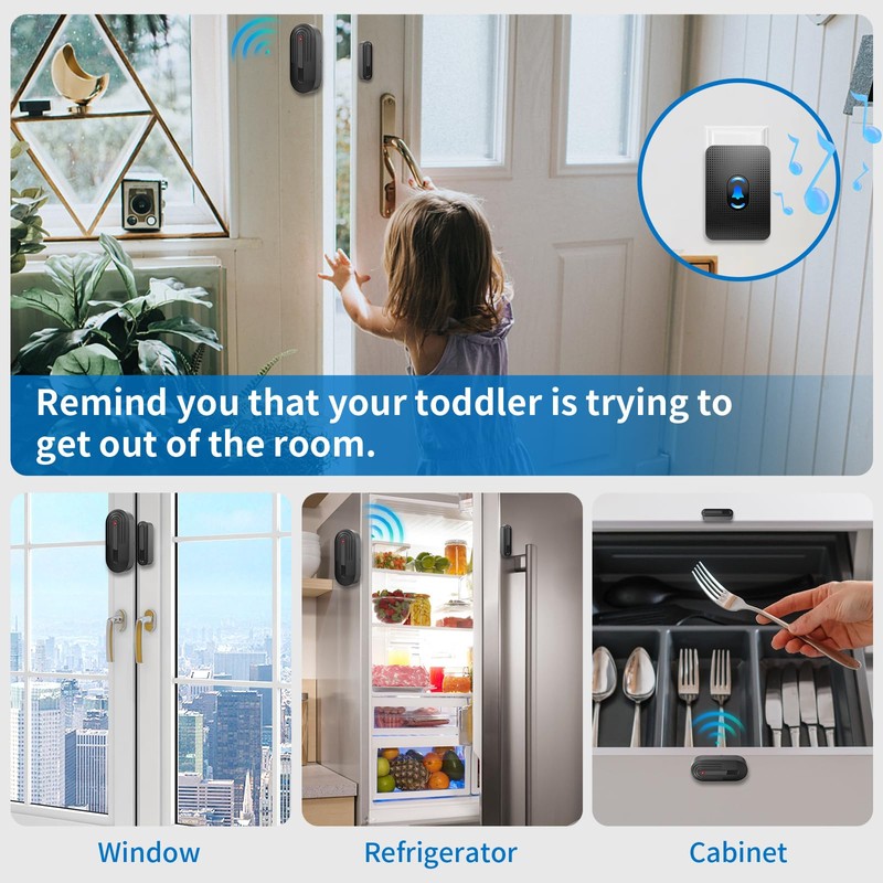 DAYTECH Door Chime, Wireless Door Chimes When Opens, Volume Adjustable