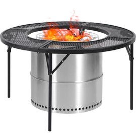 REDCAMP 36 Inch Fire Pit Surround Tabletop for Solo Stove Bonfire/Ranger, Foldable Round Fire Pit Table-Surround Ventilated Tabletop and Foldable Legs Design to Install and Portable for Yard, Patio