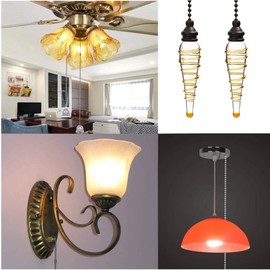 Ceiling Fan Pull Chains Ornaments 12 Inches Yellow Glass Pendant with Bead Pull Chain Connectors Decorative Extension For Ceiling Light Lamp Fan Chain 2 Pcs(Copper)