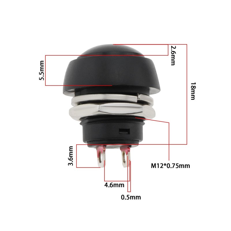 OTOTEC 5pcs 12mm Push Button Switch 3A Mini Push Button