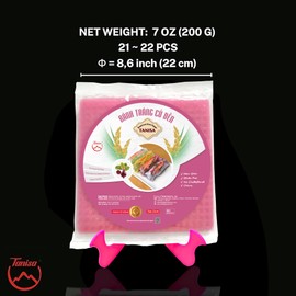 TANISA Rice Paper Wrappers for Spring Rolls – Square Beetroot Rice Paper Wrappers for Fresh Rolls – Vietnamese Banh Trang Rice Paper - Banh Trang Goi Cuon, Natural Pink – Gluten Free - 8.7 inch – 7 oz