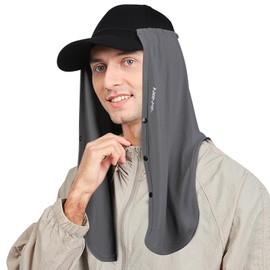 YANIKY Adjustable UV Sun Hat Neck Protection Neckerchief 2-in-1 Sun Protection Breathable UV Protection Neck Flap as Accessory for Baseball Cap, Ideal for Summer Outdoor Activities, darkgray, Unit