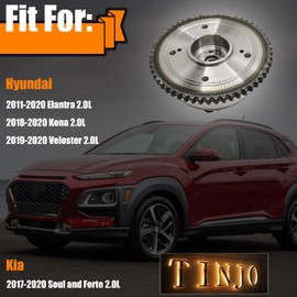 TINJO Engine Timing CVVT Camshaft Sprocket Compatible with Hyundai Elantra Kona Veloster Kia Forte Forte5 Soul Seltos 2.0L 2014-2022, Engine Exhaust & Intake CVVT Camshaft Gear Replace OE# 24370-2E020