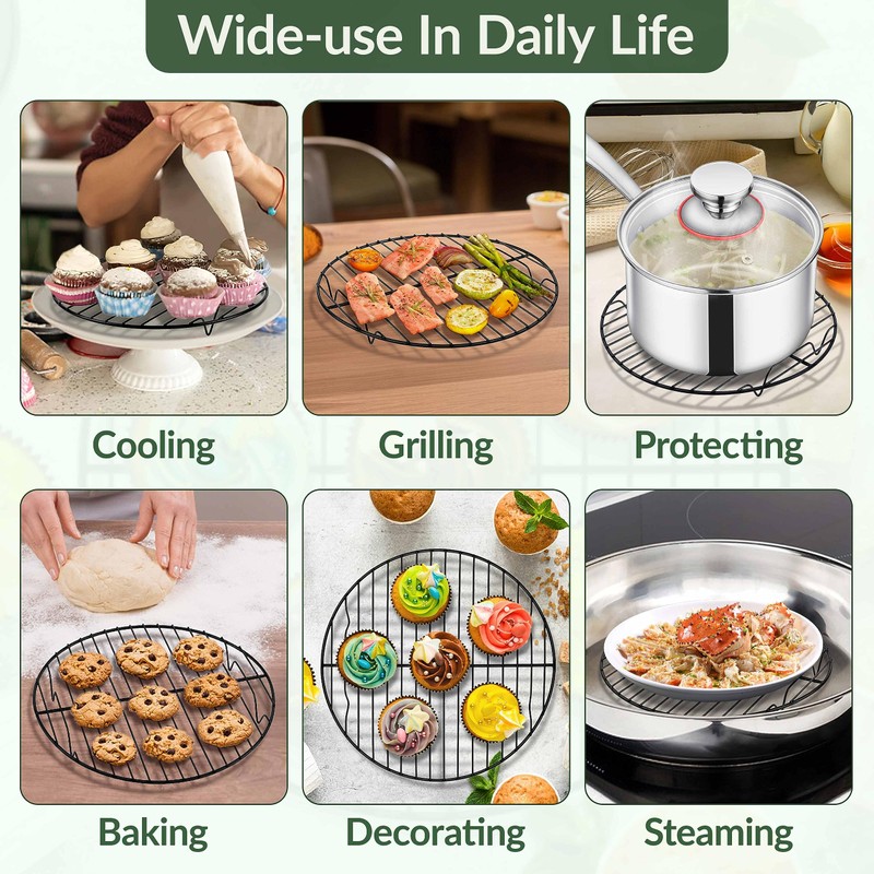 TeamFar Round Cooling Rack, 9" Non-stick Stainless Steel Baking Rack