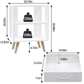 Aenuert Night Stand, White Kids Nightstand with Drawer, Nursery Side Table with Open Storage, 2-Tier Modern End Table, Bedside Table for Small Space, Living Room, Bedroom