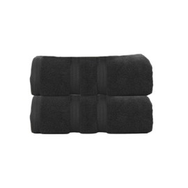 Home Weavers Elegance Essentials 550GSM 100% Cotton Zero Twist Quick Dry Bath Towel (2 Pcs) - 27"x54", Black