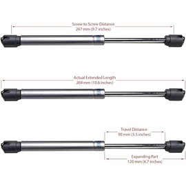 Berta 10 Inch 100N/22 LB Hydraulic Soft Open Gas Springs/Struts for Cabinets, Furniture Cabinet Doors Lift/Lid Stay/Support Hinges for RV Platforms with Brackets and Screws (Black, 1)