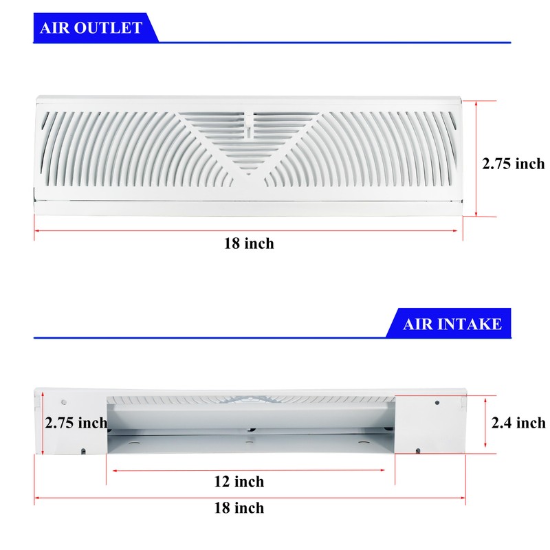 JUYO VONSAN 2 Pack 18 Inch Baseboard Register Vent Cover