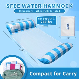 Sfee 2 Pack Pool Floats Water Hammock with Strong Mesh, Inflatable Pool Floats for Adults Heavy Duty Multi-Purpose Floating Pool Chair Thickened Stable Pool Loungers for Swimming Pool, Beach, Lake