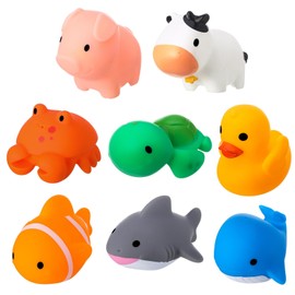 8 Pcs Baby Bath Toys Floating Bath Toys Rubber Animal Toy Floating Animal Bath Squirt Toys Shower Swimming Toys For Newborn Toddler 6 Months Plus