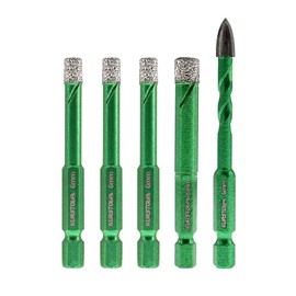 Porcelain Tile Diamond Drill Bits - Dry Diamond Hole Saw Set for Ceramic Marble Granite Stone,Diamond Core Drill Bit Kit Quick Change Shank Fixed on Drills,No.K7