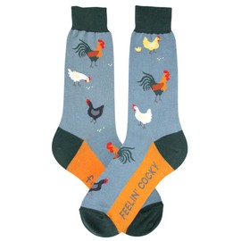 Foot Traffic Men's Novelty Animal Socks, Funny Socks for Animal Lovers, Sizes 7–11, Rooster