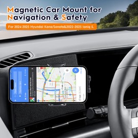 Sunsdrew Magnetic Car Phone Holder for 2024-2025 Hyundai Sonata/Kona&2022-2025 Ioniq 5 Accessories|18N SuperHold Tech|360° Rotate&Anti-Shake|Fits 99% Phones