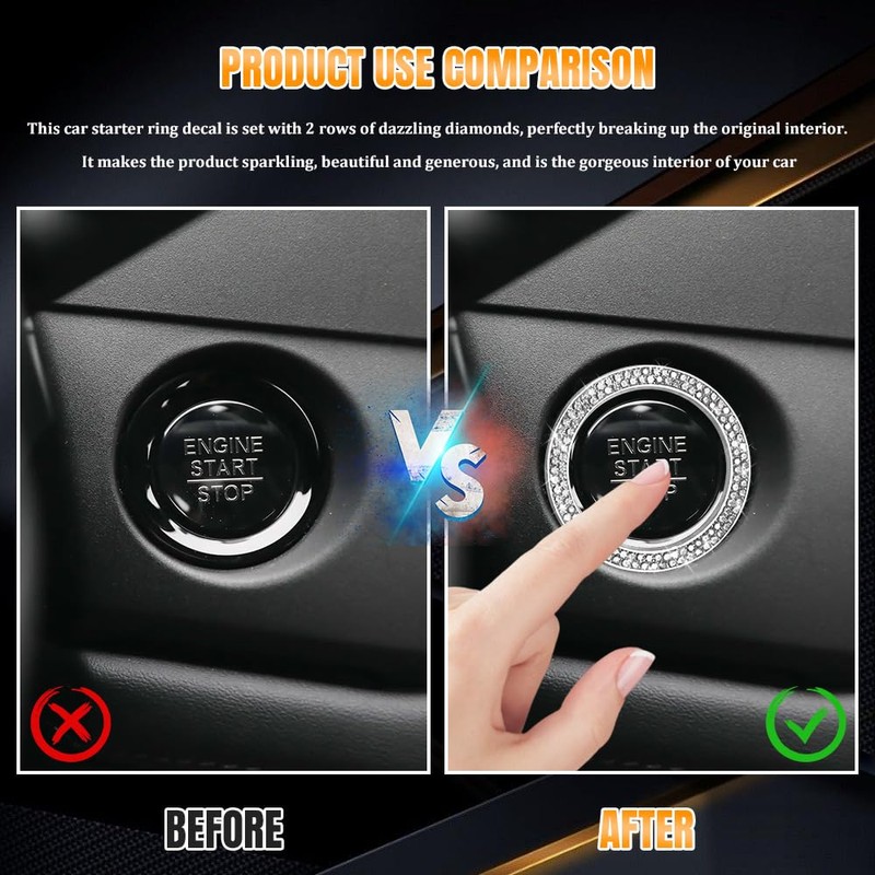 QZTYTY 2PCS Car Engine Start Stop Decoration Ring, Car Start
